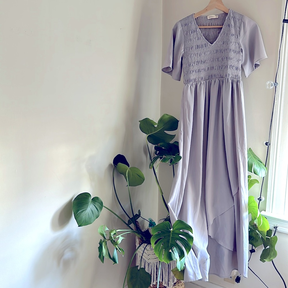 Caught In The Wind Maxi Dress - LightGray / XS